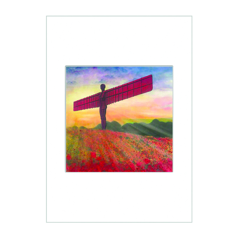 Angel of the North Poppies  Mini Print A4